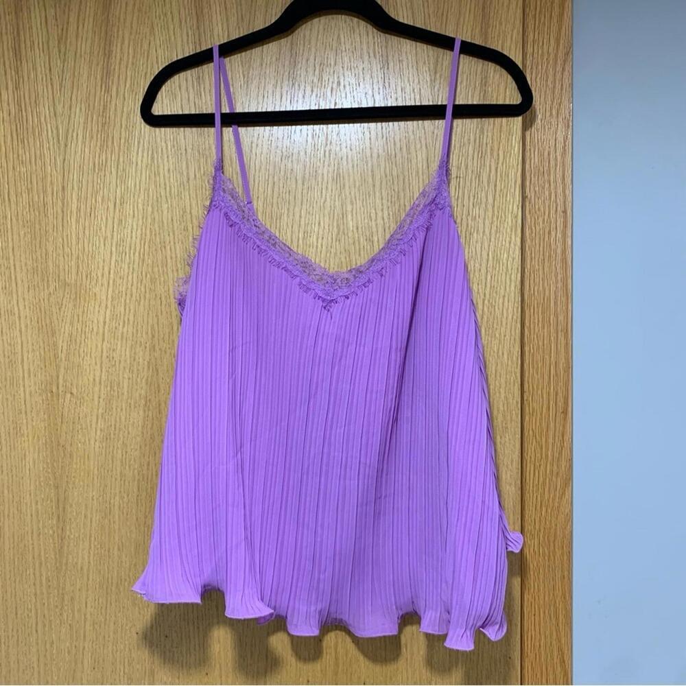 Lush Pleat Lace Camisole in Violet - Size XL